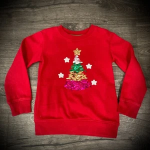 Niñas XS 4/5 SUDADERA ÁRBOL DE NAVIDAD Falls Creek Brillantera Roja Crew Juventud - Imagen 1 de 3