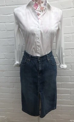 Levi's 669 Levi Strauss 90s Y2K Denim Skirt Straight Pencil Back & Front Slits M - Image 1 of 4