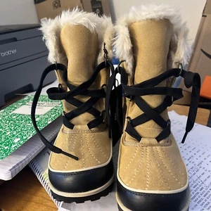 SOREL TIVOLI ~ Womens Winter Boots Beige ~ SIZE 7.5 Suede Faux Fur Lining NWT! - Picture 1 of 7