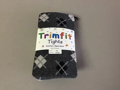 NWT Girl's Trimfit Cotton/Spandex Tights Size 6-8 Oxford Heather w/ Design #126R Foto 1 de 2