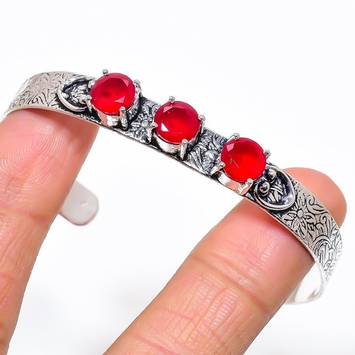 VALENTINO Bracciale Gioielli Argento Sterling 925 Gemma Granato Rosso Regolabile