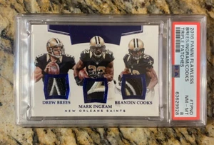 DREW BREES INGRAM COOKS 2016 Panini FLAWLESS Patch 5/5 SAINTS PSA 8 - POP 1 BEST - Picture 1 of 4