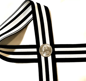 Tresse athlétique ruban à rayures tresse garniture réversible 1-1/4" noir blanc 5 yds AR32