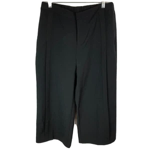 H By Halston Pants Womens Sz 14 Black Cropped Capri Wide Leg Dress Stretch - Picture 1 of 11