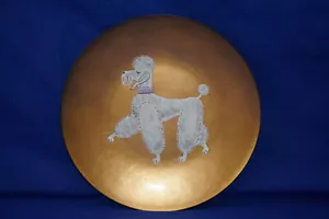 Alexander California White Poodle Dog Enamel on Copper Plate, 7 3/4" (B10) - Picture 1 of 8
