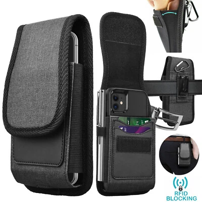 Vertical Cell Phone Belt Clip Holster Pouch Nylon Wallet Card Holder Case Cover - Image 1 of 4
