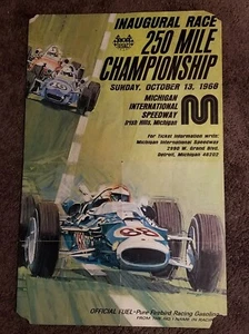 1968 Inaugural Race Michigan International Speedway POSTER 22x34 1st 60s vtg - Picture 1 of 4