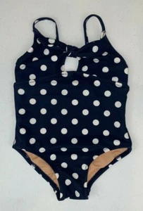 crewcuts by J.Crew Girl's Tie Front One-Piece Swimsuit Navy/Ivory Size 2 T - - Picture 1 of 3