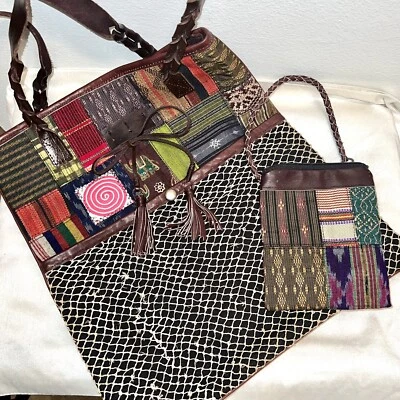 Bolso de hombro y monedero hecho a mano Hill Tribe tejido a mano con retazos Foto 1 de 4
