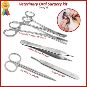 Veterinary Surgical Pliers Scissor Suturing Needle Holder Hemostatic Forceps Lab - Picture 1 of 1