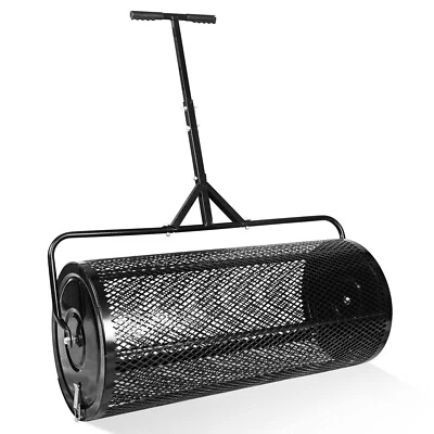 Esparcidor de compost turba musgo rodillo malla de acero para jardín y césped ajustable 36 pulgadas Foto 1 de 4