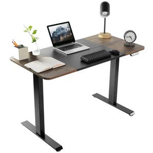 VIVO Black and Rustic Vintage Brown Wood Electric 47" x 24" Sit Stand Desk - Picture 1 of 8