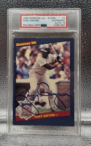 1986 DONRUSS #1 ALL-STARS AUTOGRAFO TONY GWYNN AUTO 10 PSA Q1609 Jumbo Card 5x7 - Foto 1 di 2