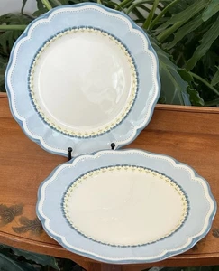 Pair of 2 Lenox Provencal Sky 9.5" Luncheon Salad Plates Baby Blue Rims - Picture 1 of 3