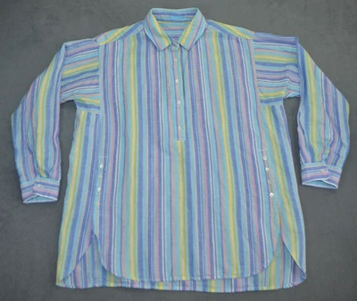 Blusa de lino J.McLaughlin Fallon para mujer Camisa a rayas Manga larga Multicolor L Foto 1 de 4