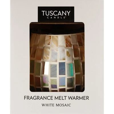 Calentador de cera de mesa de velas Toscana, mosaico blanco Foto 1 de 2