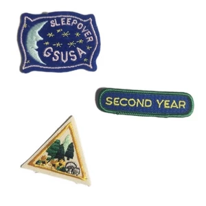 Girl Scouts USA Brownies Activity Iron On Patches Sleepover Camping Second Year - Picture 1 of 3