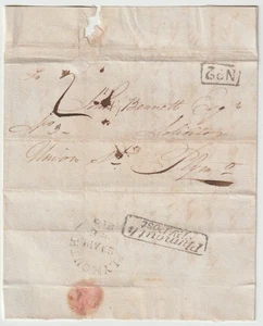 1828 PLYMOUTH PENNY POST PART LETTER No 2 SALTASH RECEIVING HOUSE JOSH POAD? - Picture 1 of 2