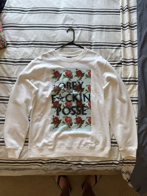 Obey Sudadera Cuello Redondo Blanco Mediano Nuevo Sin Etiquetas Foto 1 de 3