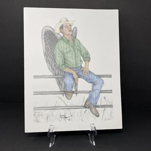 Cowboy Guardian Angel 8x10" Western Drawing by Nancy Hanes - Picture 1 of 10