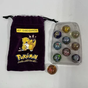 Vintage Pokemon Collector Marble Pouch Sandscrew #27 With 10 Marbles - Picture 1 of 7
