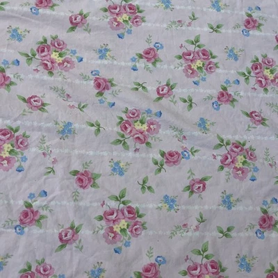 Funda nórdica Pottery Barn Kids completa/queen rosa floral rosas azul verde en mal estado Foto 1 de 4