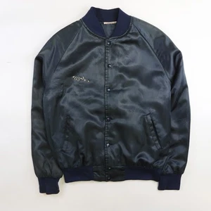 Vintage Players Satin Bomber Jacket Size Medium Blue - Picture 1 of 15