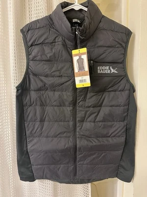 NWT Eddie Bauer Men's Light Weight Down Puffer Vest, Gray Size Small - Image 1 of 4