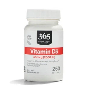 (6 bottles) 365 by Whole Foods Market, Vitamin D3 2000 IU, 250 ct - Picture 1 of 3
