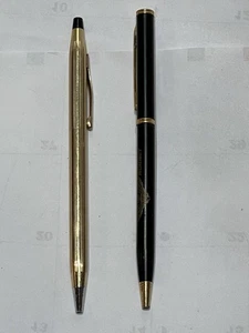 VTG Cross 1/20 12k Gold Filled Ballpoint Pen Blue Ink + VTG FA-18 Hornet Pen Bl. - Picture 1 of 12