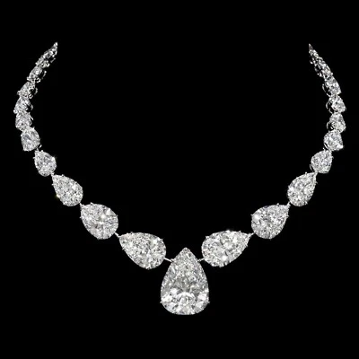 Impressive Pear Cut Lab-Created Sparkle White Diamonds Beautiful Luxury Necklace - Image 1 of 4