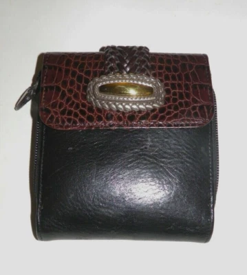 Bolso organizador de billetera vintage BRIGHTON negro sin usar, en caja, de cuero de cocodrilo Foto 1 de 4