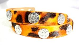 RUSTIC CUFF Double Wrap MEAGAN Orange Leopard Genuine Leather Bracelet!
