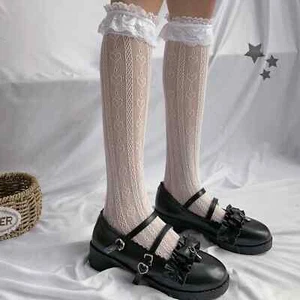 Calzino donna pizzo floreale Lolita calza maglia trasparente lunghezza metà polpaccio sexy punk gotico - Foto 1 di 32