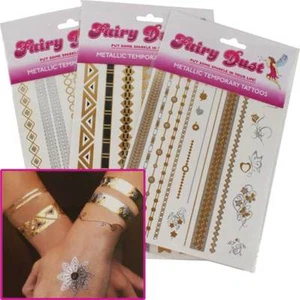 Temporary Tattoos- Metallic Tattoo Set festival tattoos party, wholesale tattoos - Picture 1 of 9