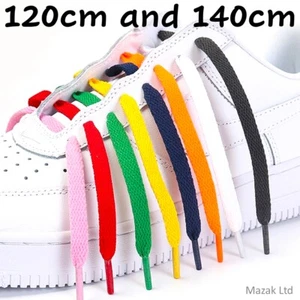 Flat Shoe Laces Boots Trainers Skate Football Coloured Shoelaces Adult Kids - Picture 1 of 17