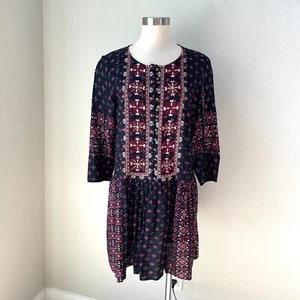 Anthropologie Vanessa Virginia Small Kaleidoscope Boho Shirt Dress Embroidery - Picture 1 of 17