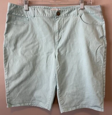 Bermuda feminina COLD WATER CREEK ajuste natural sarja tamanho 16 azul 5 bolsos em excelente estado usado - Imagem 1 de 4