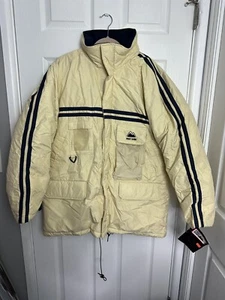 Vintage New! First Down Beige Puffer Down Filled Jacket w/Hood Size L/XL 90s - Picture 1 of 15