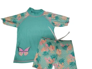 TFJH E Girls Two Piece Swimwear butterfly flower Dots Printed Swimsuit UPF 50UV - Picture 1 of 5