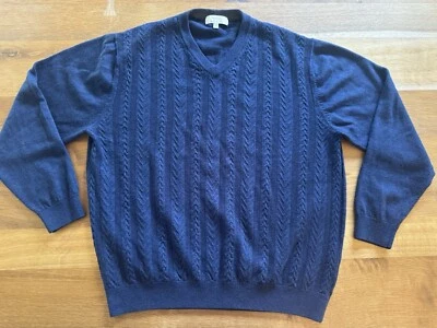 Suéter Turnbury Para Hombre Talla XL Extra Fino Lana Merino Tejido Azul Marino Cuello en V Foto 1 de 4