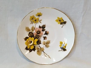 Queen Anne Bone China England Saucer Yellow Flowers - Picture 1 of 2