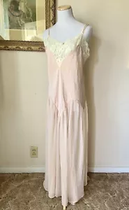 Vintage Victorias Secret Gold Label Slip Dress Large Medium Pink Lace Sheer Mesh - Picture 1 of 10