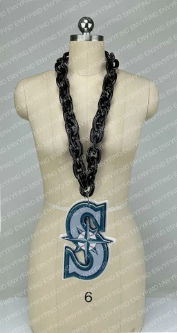 New MLB SEATTLE MARINERS Jumbo Big BLACK Fan Chain Necklace Foam Cover