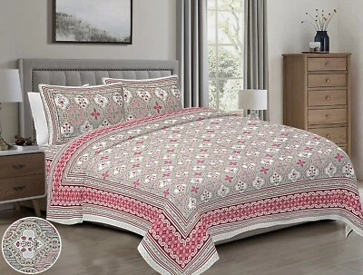 Telar N Bloom Jaipuri Serigrafía a Mano Algodón 1 Sábana 2 Funda de Almohada "90x108" Foto 1 de 4