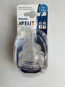 Philips Avent Medium Flow Anti-Colic Baby Bottle Nipple 3M+ (ht2) - Picture 1 of 2