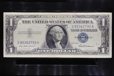 1957 $1 Silver Certificate Dollar Bill Blue Seal C 85362792 A Cover