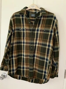 GH Bass Co Mens Cotton Plaid Flannel Long Sleeve Button Down Shirt Large - Picture 1 of 7
