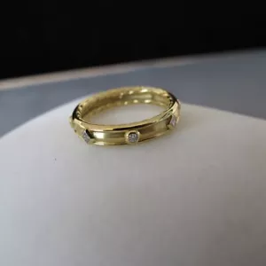 Anillo David Yurman Moderno Renacimiento Oro 18k Diamante 4mm Ancho Banda Talla 7 J14 - Imagen 1 de 11