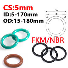 O-Ring FKM / NBR O rings Sealing Metric Cross Section 5mm ID 5-170mm OD 15-180mm
